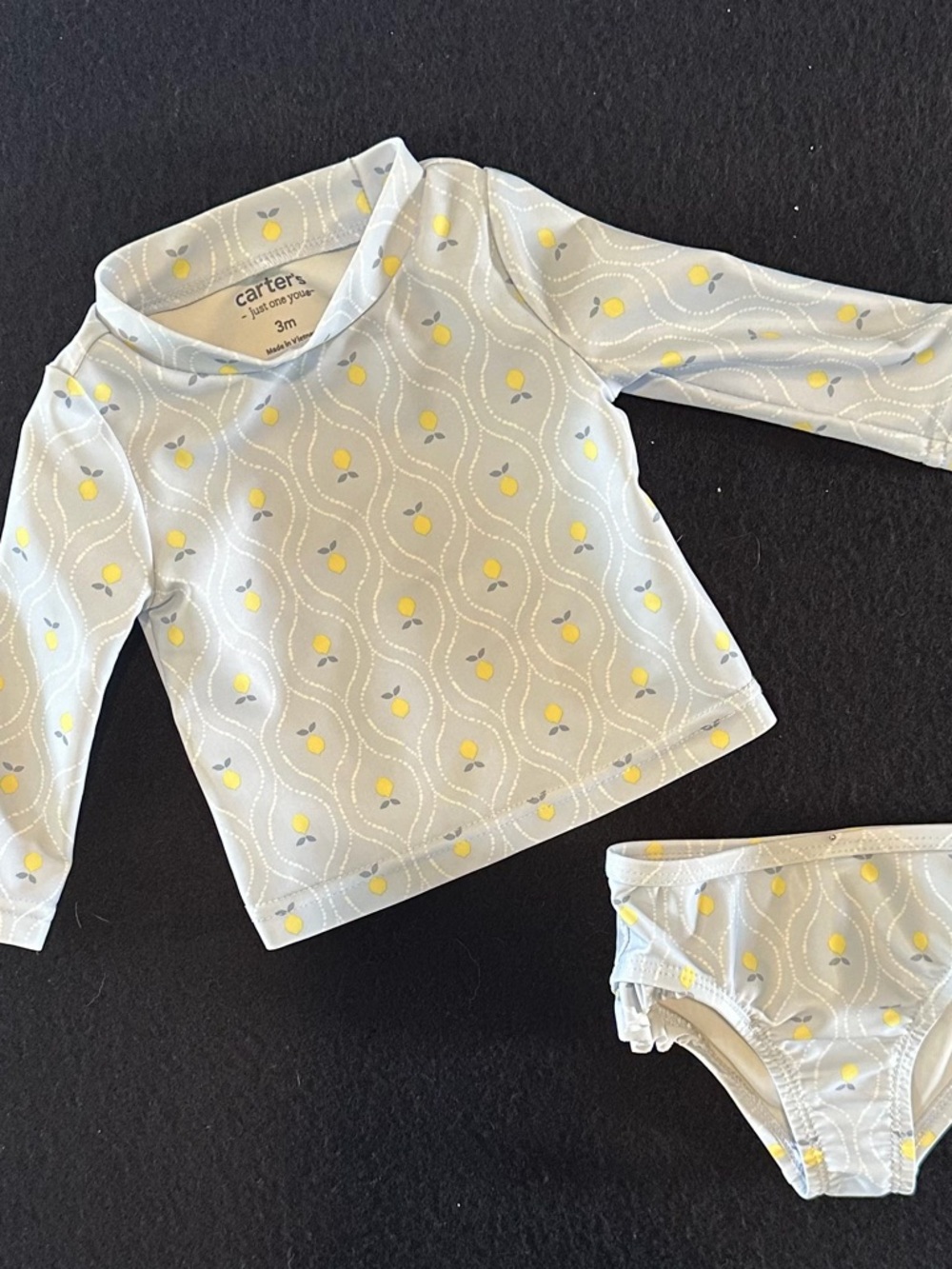 Carter's Light Blue Lemon Print Long-Sleeve Swim Set Size 3 Months